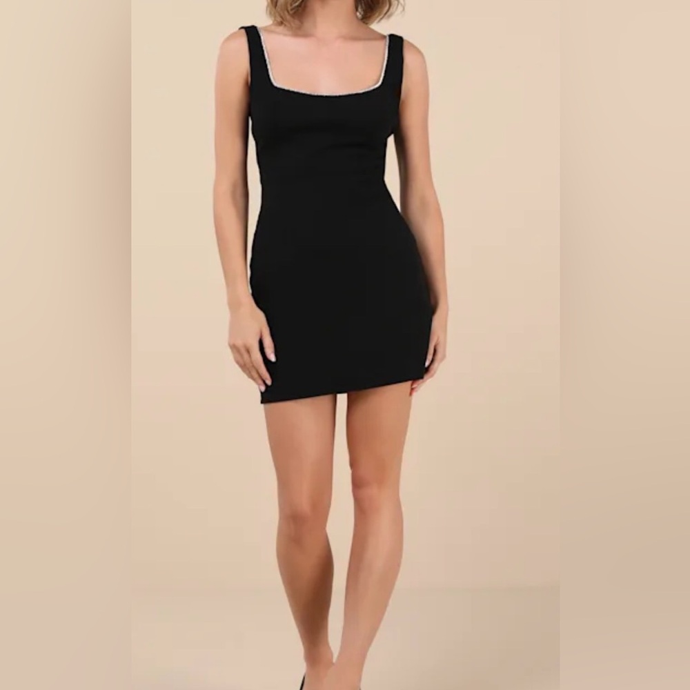 Lulu's Chic Brilliant Black Rhinestone backless Mini Dress